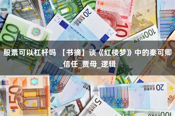 股票可以杠杆吗 【书摘】谈《红楼梦》中的秦可卿_信任_贾母_逻辑