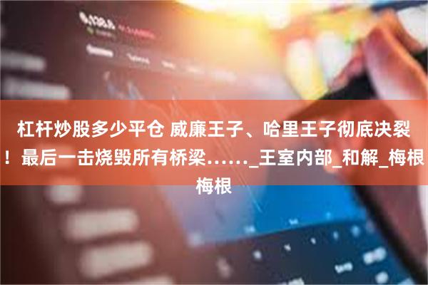 杠杆炒股多少平仓 威廉王子、哈里王子彻底决裂！最后一击烧毁所有桥梁……_王室内部_和解_梅根