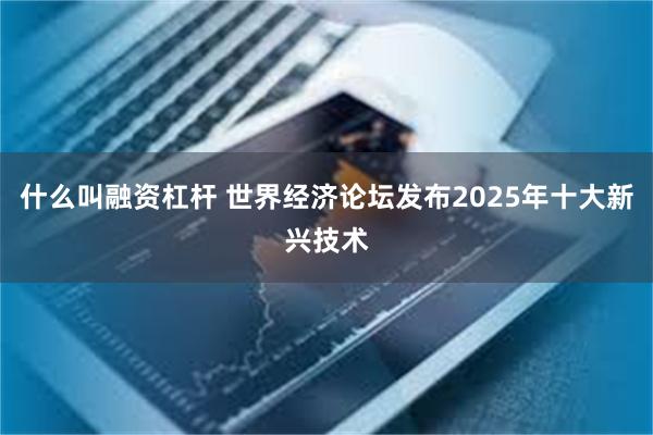什么叫融资杠杆 世界经济论坛发布2025年十大新兴技术